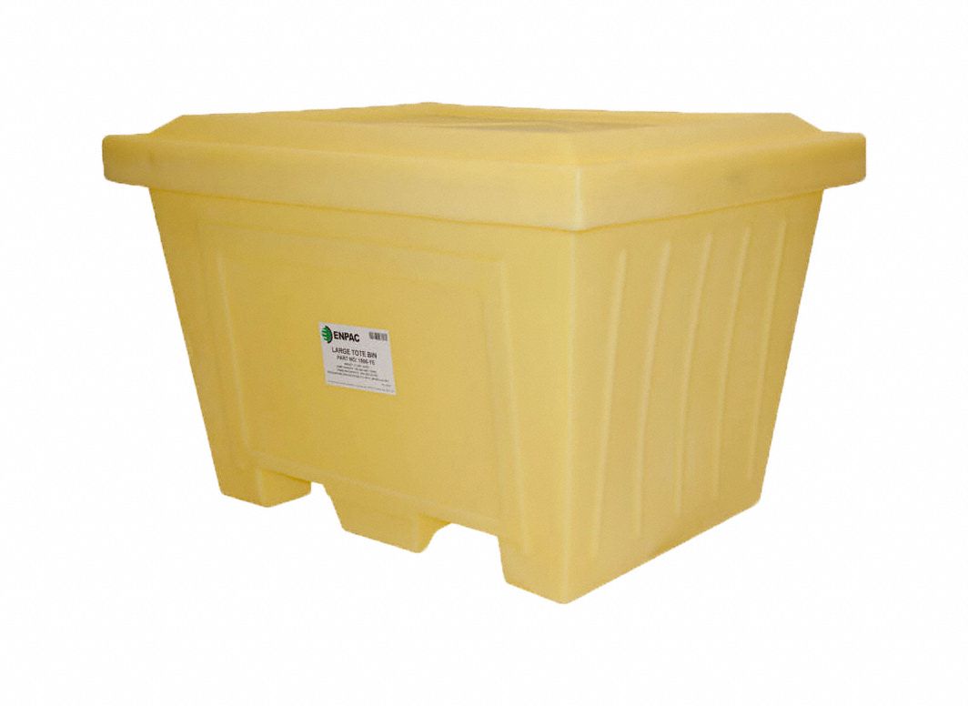 Storage Tote Yellow Solid Polyethylene