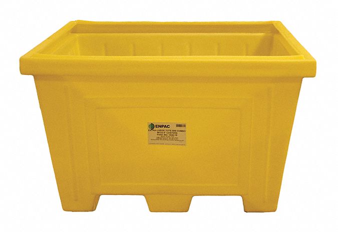 Storage Tote Yellow Solid Polyethylene