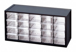 Bin Cab 20ClrDrwr Blk 7 1/4 H ClearDrwr