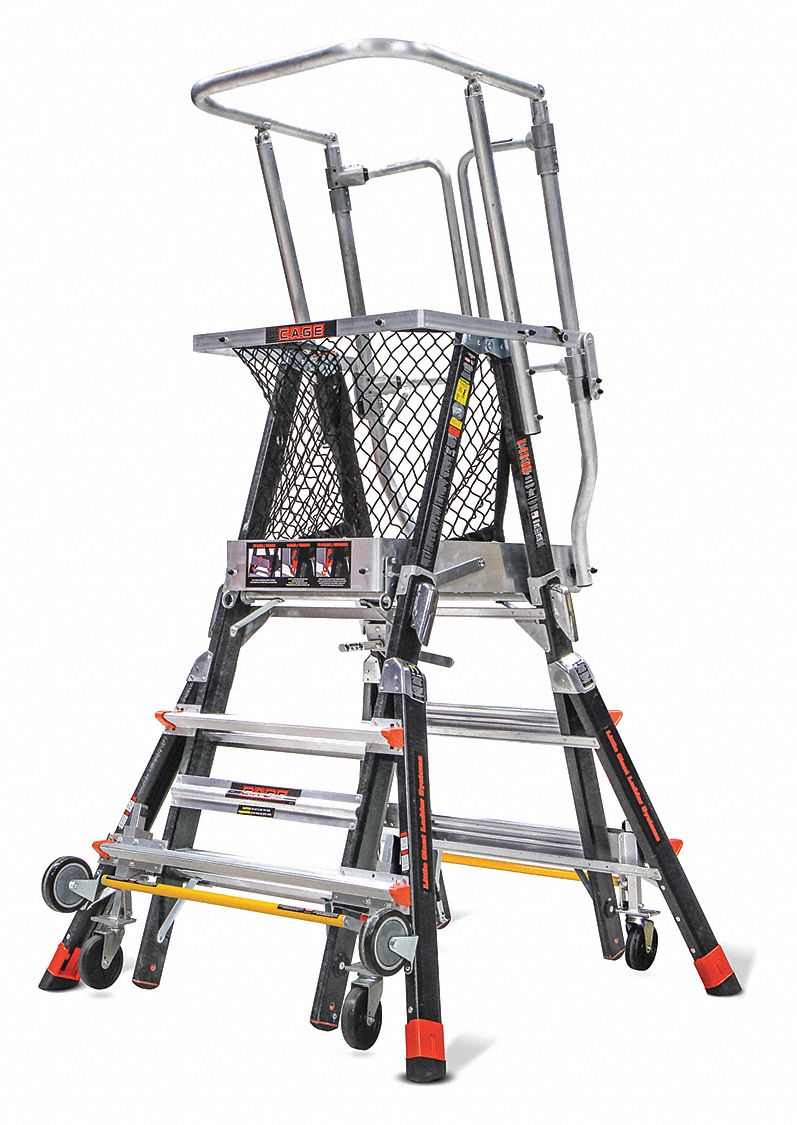 Adj. Cage Platform Ladder 5 ft Fbrglss