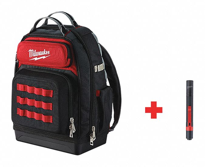 Backpack Black Red Poly 2OutsdPckt 1PK