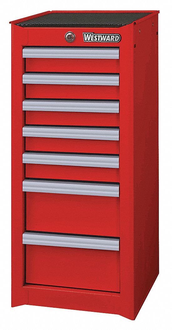 SideCabinet Red 7Drawers 33.8in-H