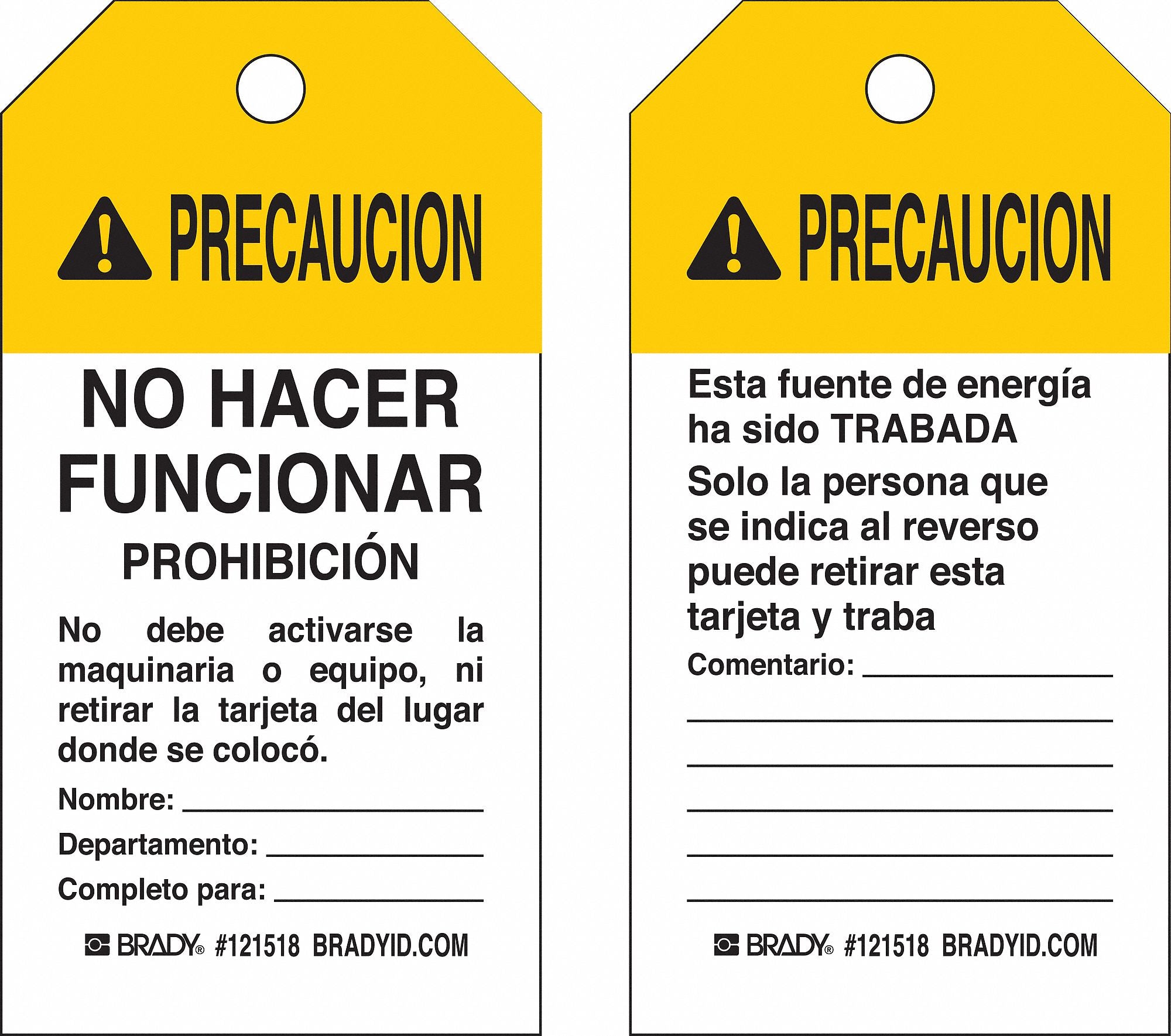 Caution Tag 50 lb Pull Force Poly PK25