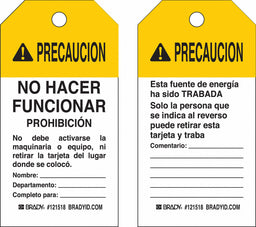 Caution Tag 50 lb Pull Force Poly PK25