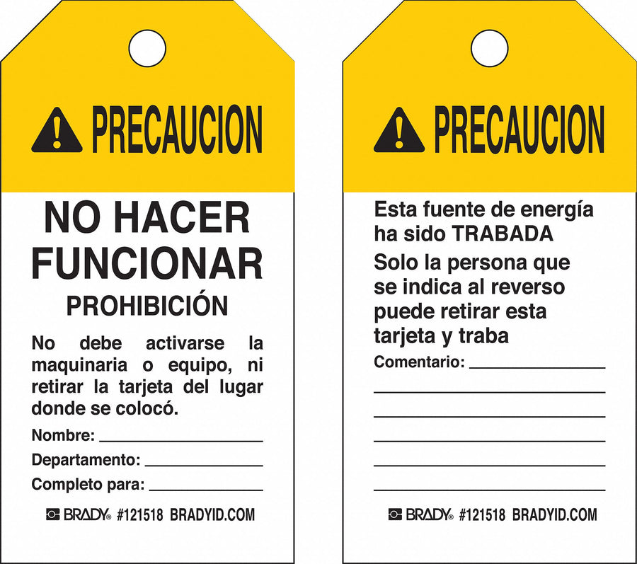 Caution Tag 50 lb Pull Force Poly PK25