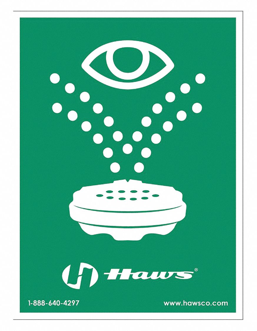 Eyewash Sign Plastic Green 12 L x 10 W