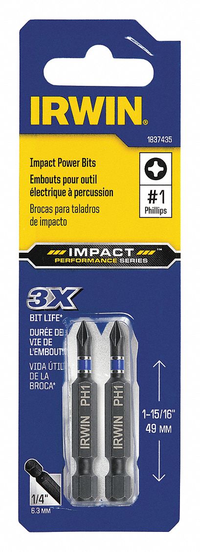 Insert Bit Power Sgl End Hex Shank PK2
