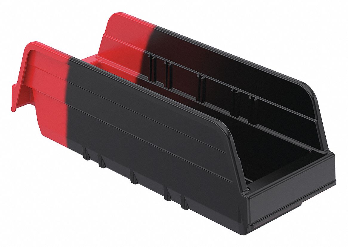 H8694 Shelf Bin Black/Red Indstr Grd Poly 4 in
