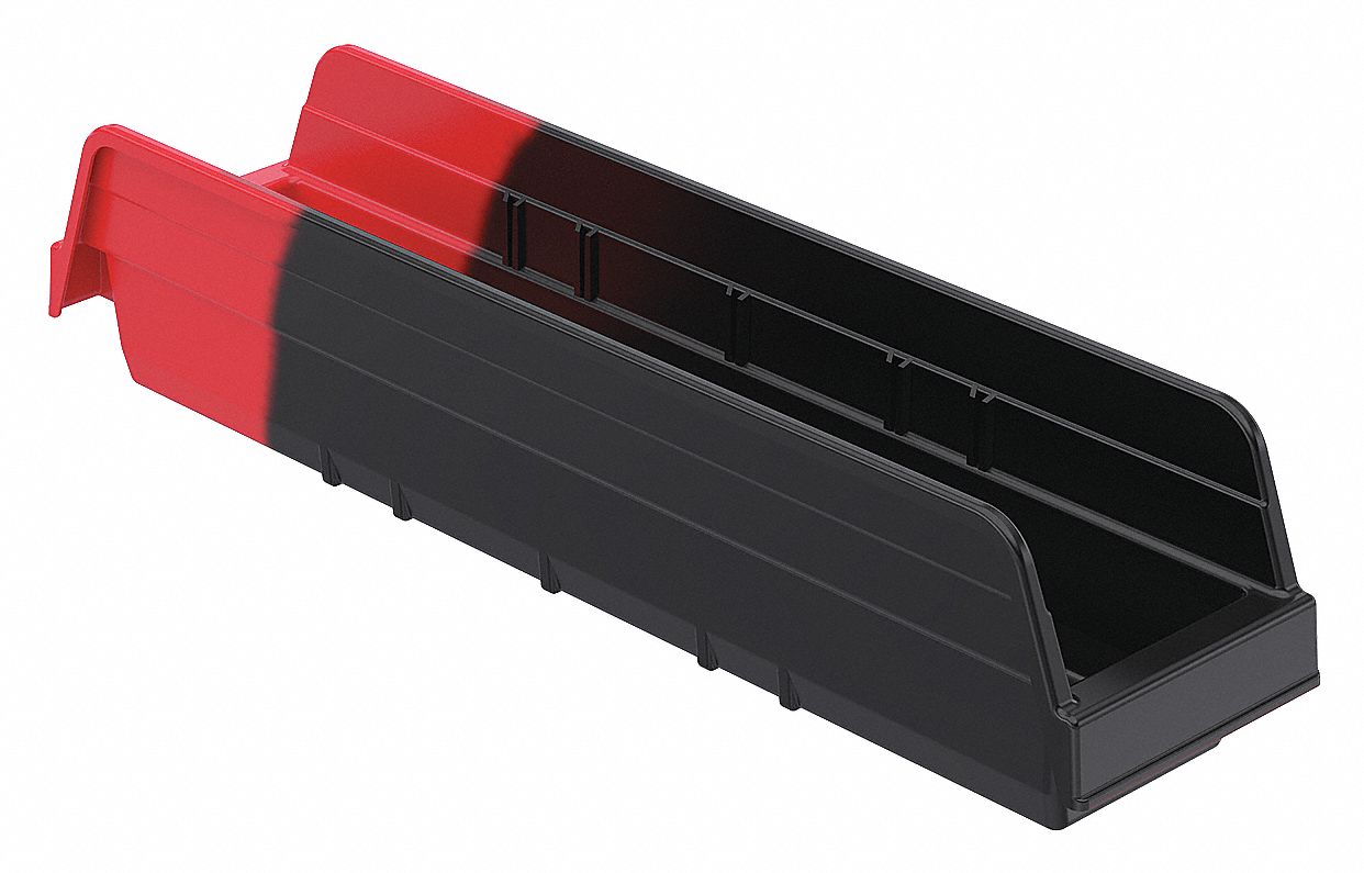 H8696 Shelf Bin Black/Red Indstr Grd Poly 4 in