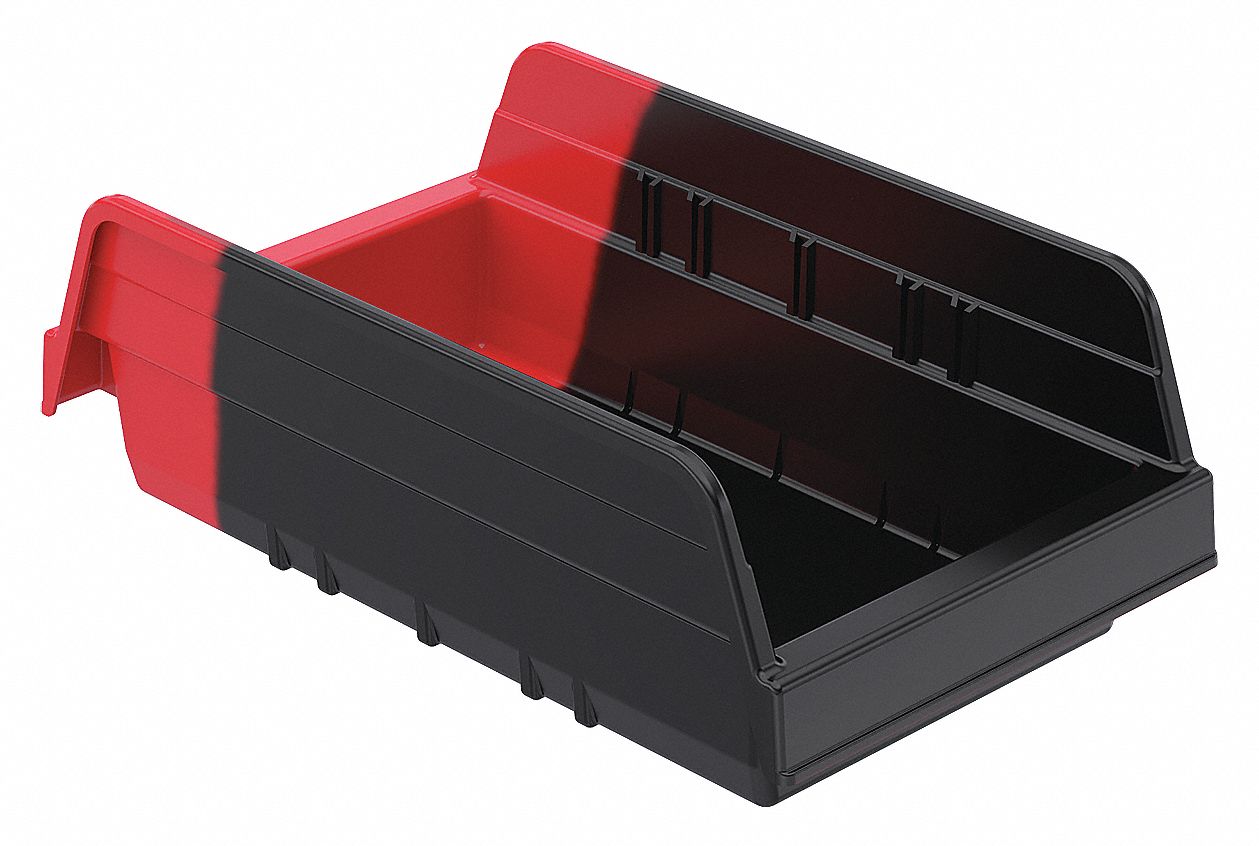 H8695 Shelf Bin Black/Red Indstr Grd Poly 4 in