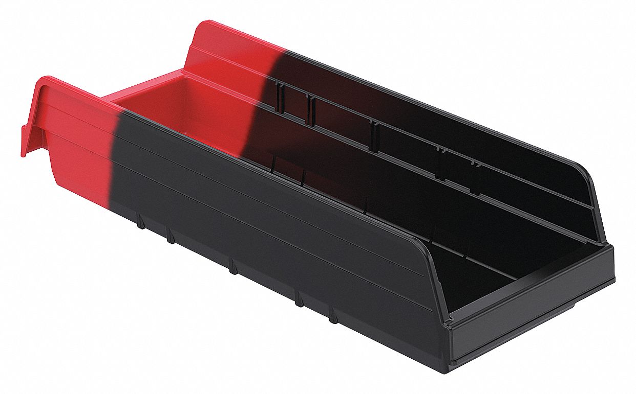 H8697 Shelf Bin Black/Red Indstr Grd Poly 4 in