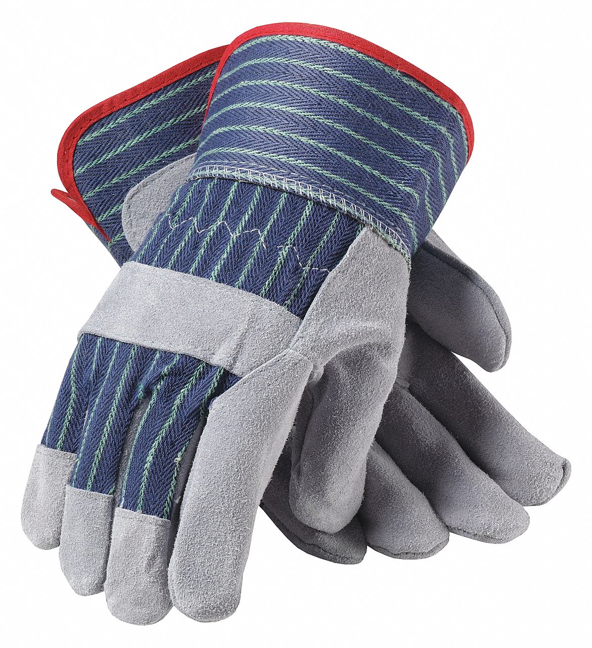 Leather Palm Gloves Blue/Gray S PK12