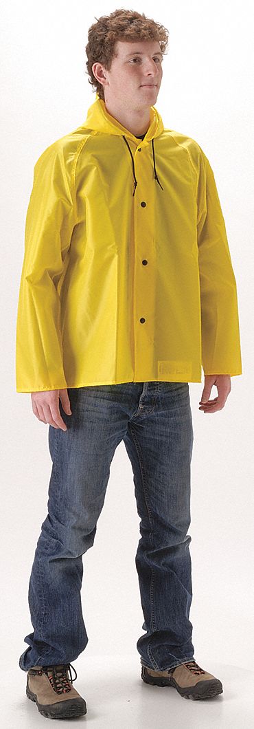 Rain Jacket with Hood L PU/Nylon 30inL