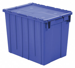 J0286 Attached Lid Container Blue Solid HDPE