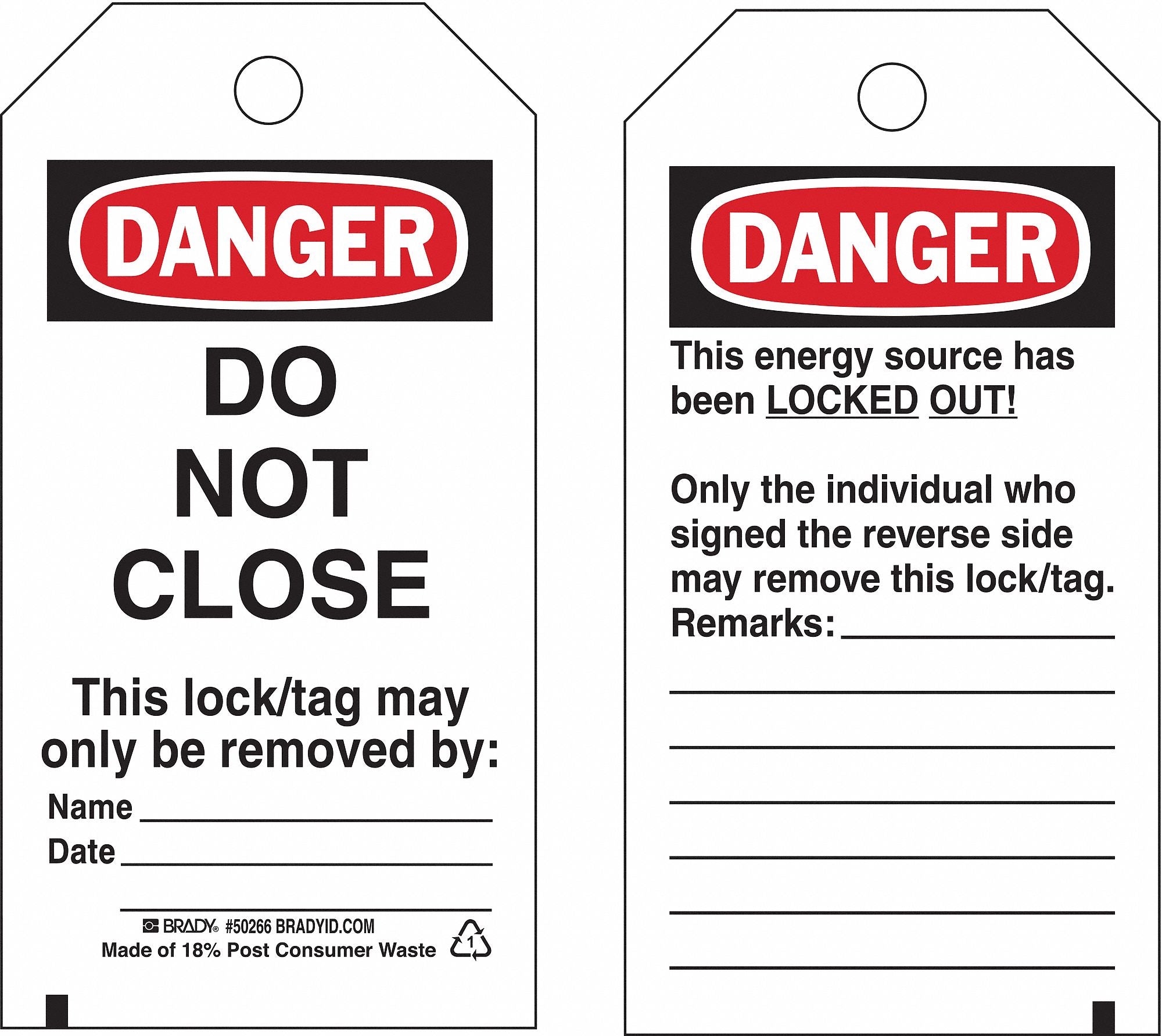 Danger Tag Do Not Close Econ Poly PK25