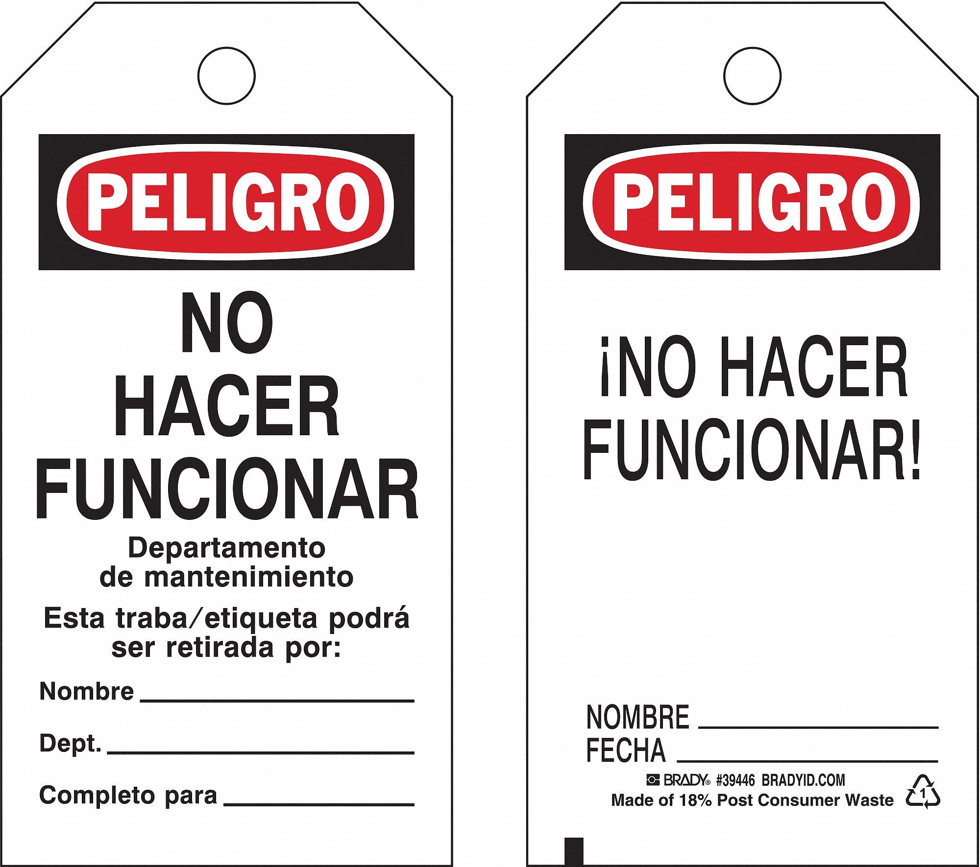 Danger Tag Peligro Econ Poly PK25