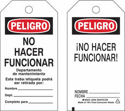 Danger Tag Peligro Econ Poly PK25