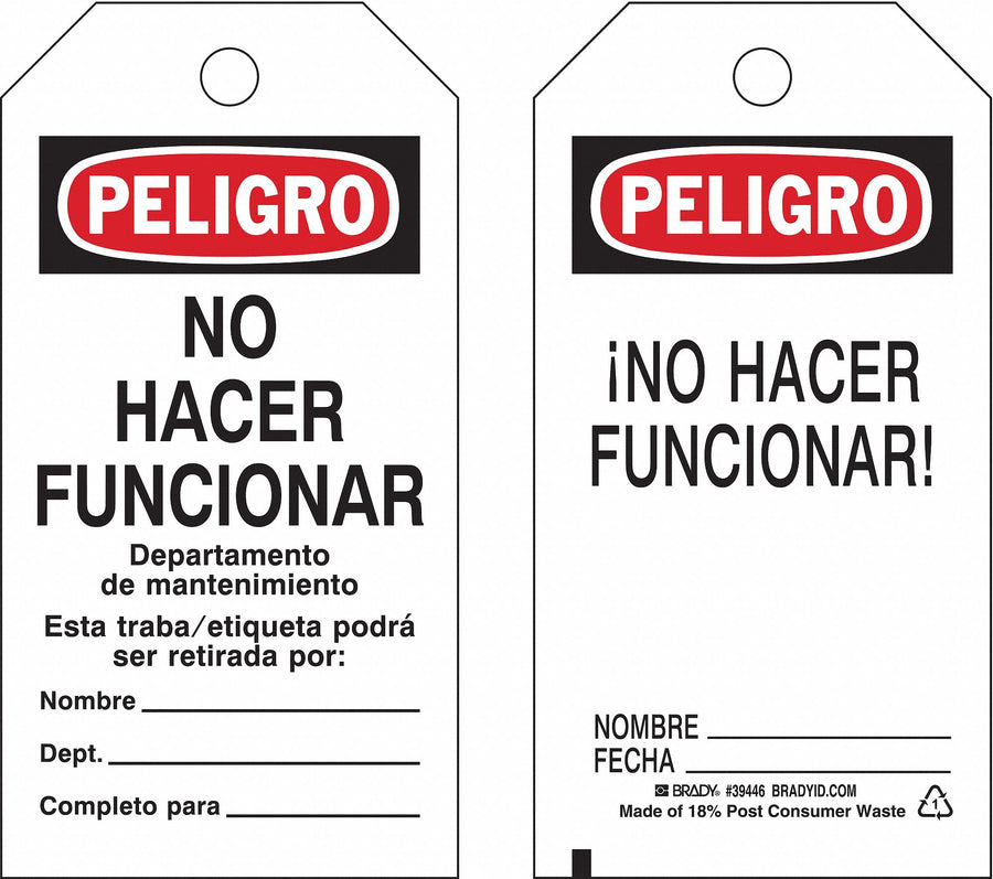 Danger Tag Peligro Econ Poly PK25