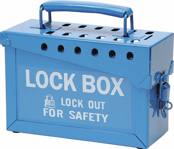 Group Lockout Box Heavy Duty Steel Blue