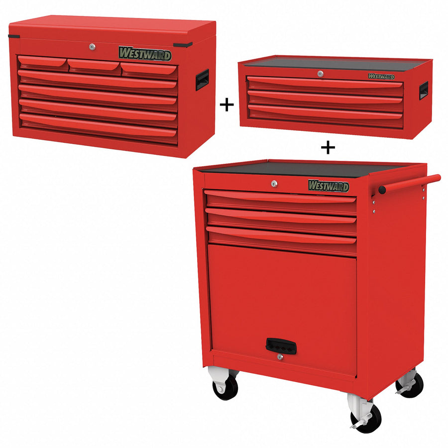 RollingCabinet PwdrCt Red 13Drawers