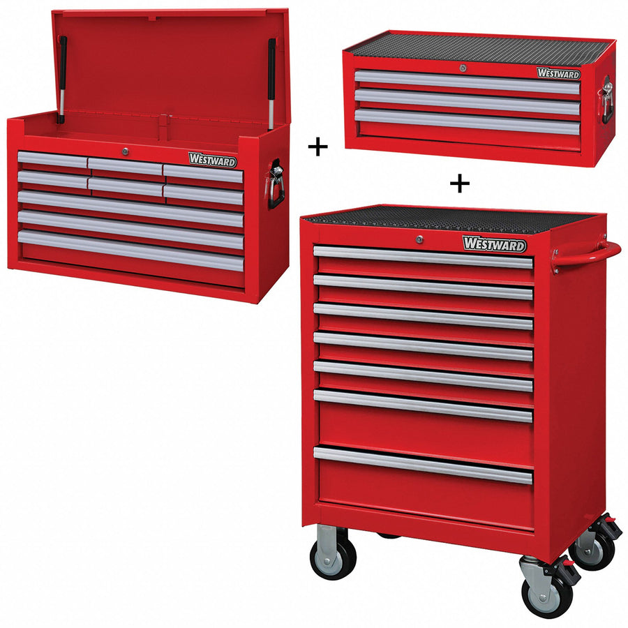 RollingCabinet PwdrCt Red 19Drawers