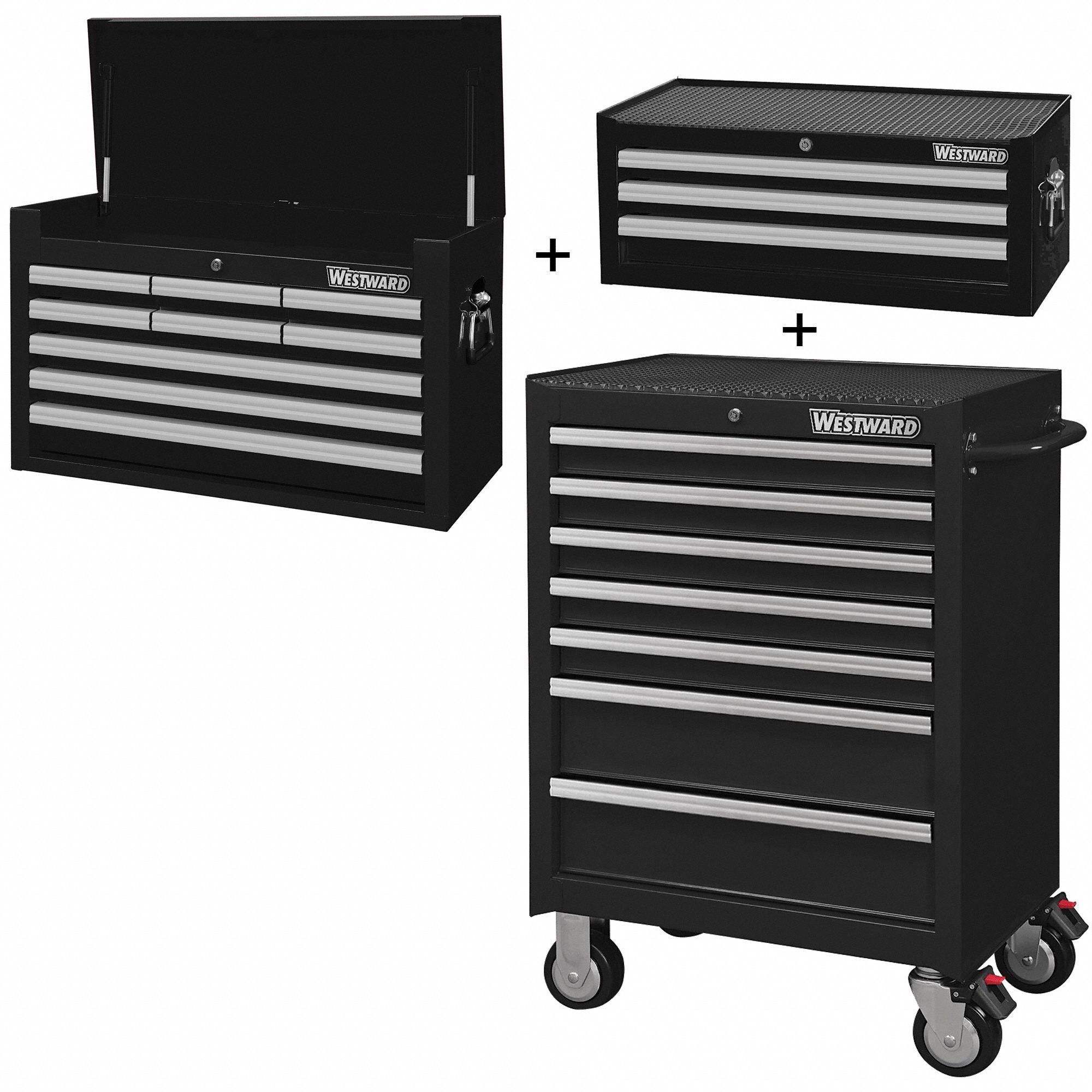 RollingCabinet PwdrCt Black 19Drawers