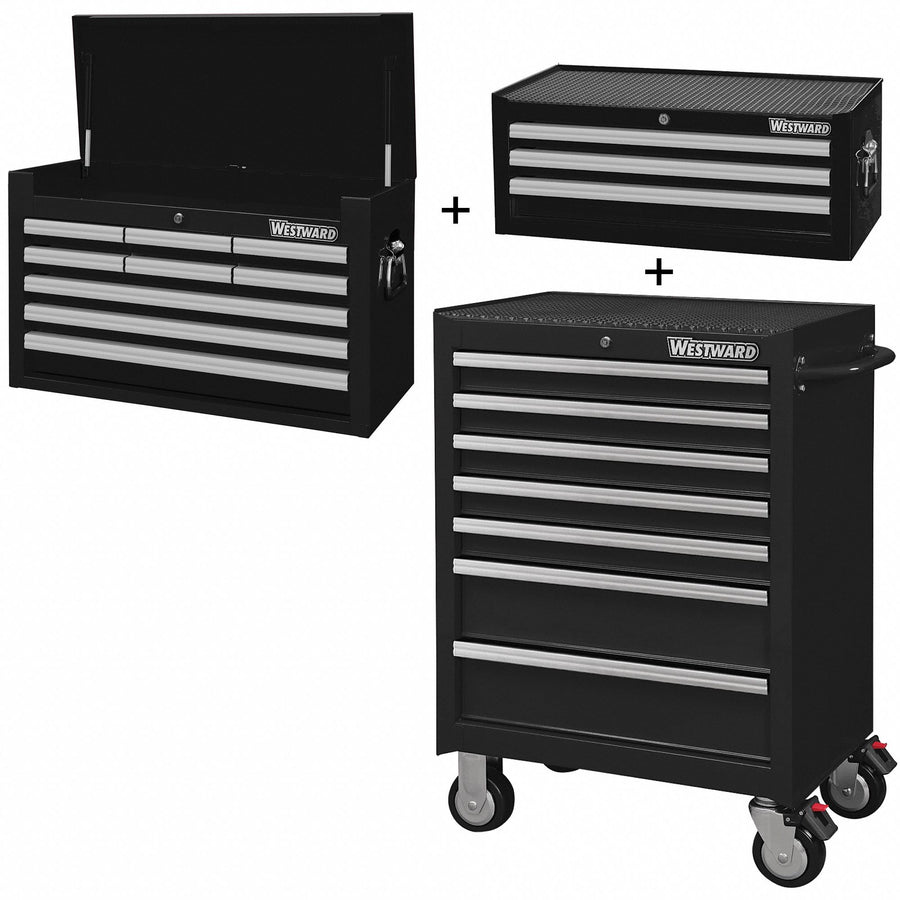 RollingCabinet PwdrCt Black 19Drawers