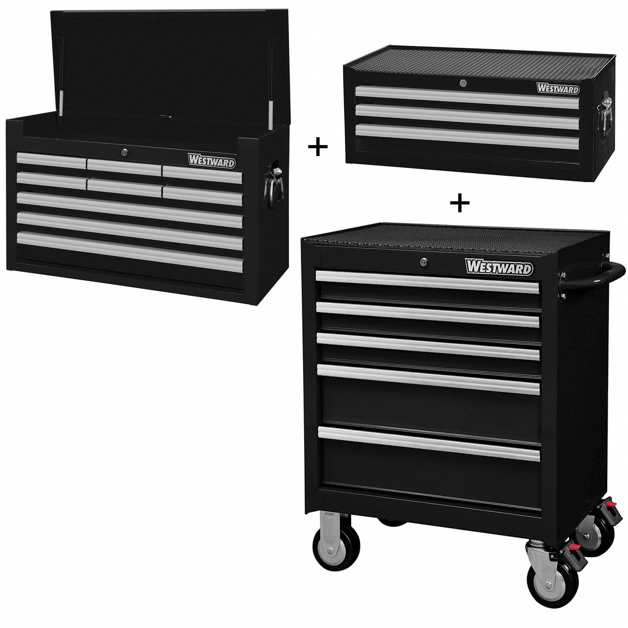 RollingCabinet PwdrCt Black 17Drawers
