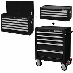 RollingCabinet PwdrCt Black 17Drawers