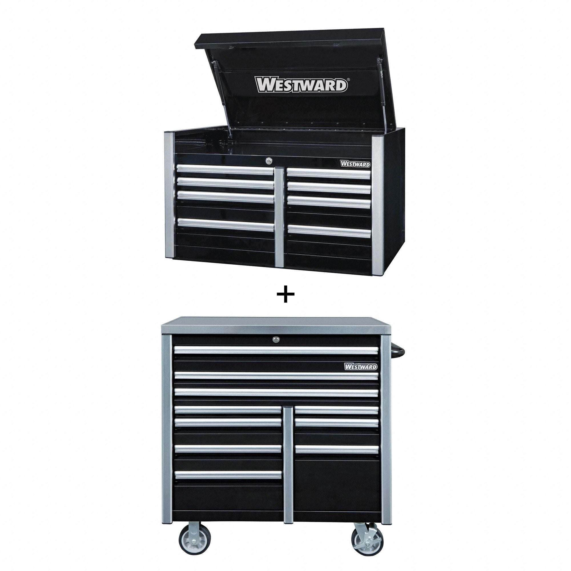 RollingCabinet PwdrCt Black 18Drawers