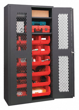 K4949 Bin Cabinet 72 x36 x18 Gray 18RedBns