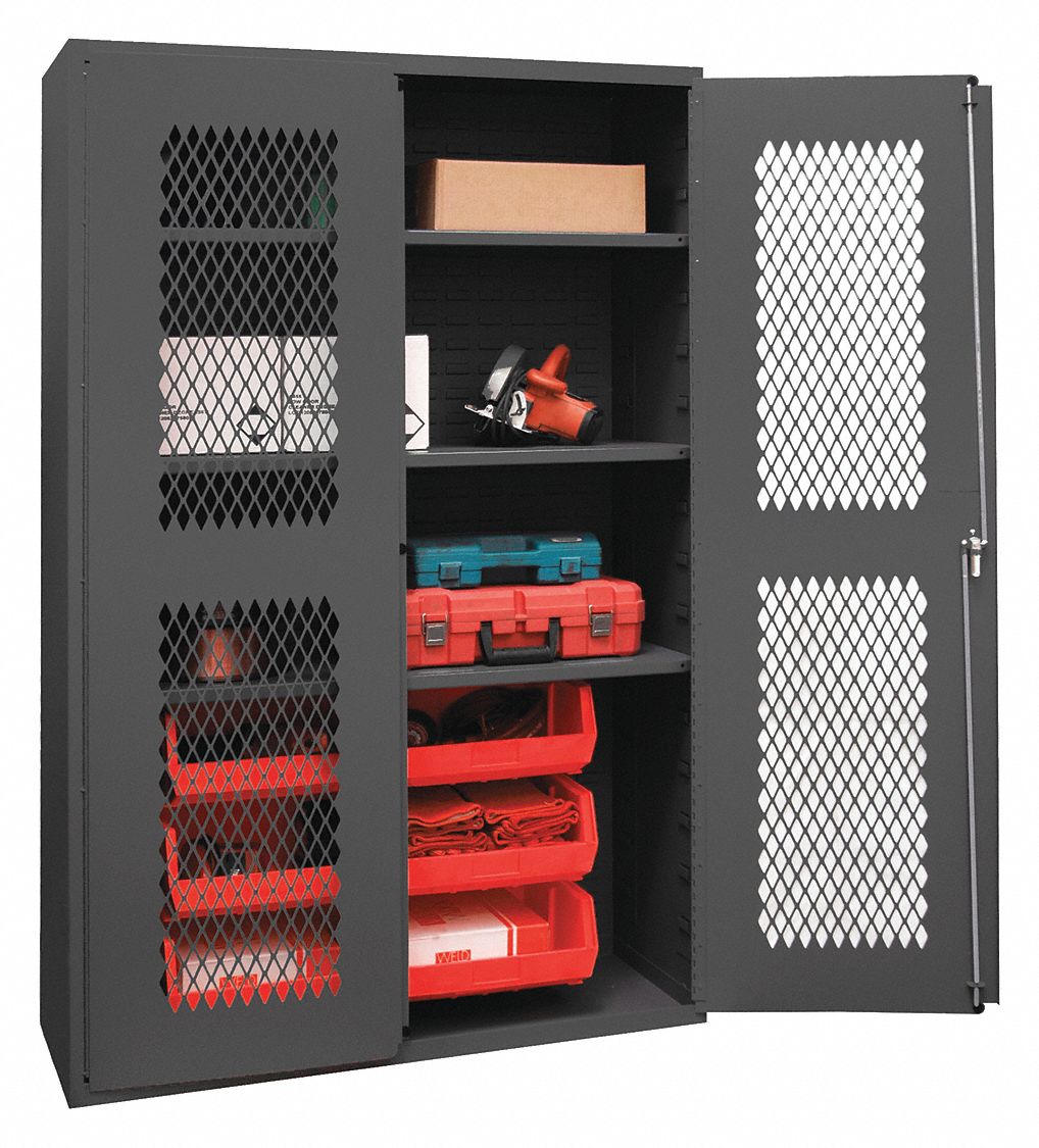 K4951 Bin Cabinet 72 x48 x24 Gray 6RedBns