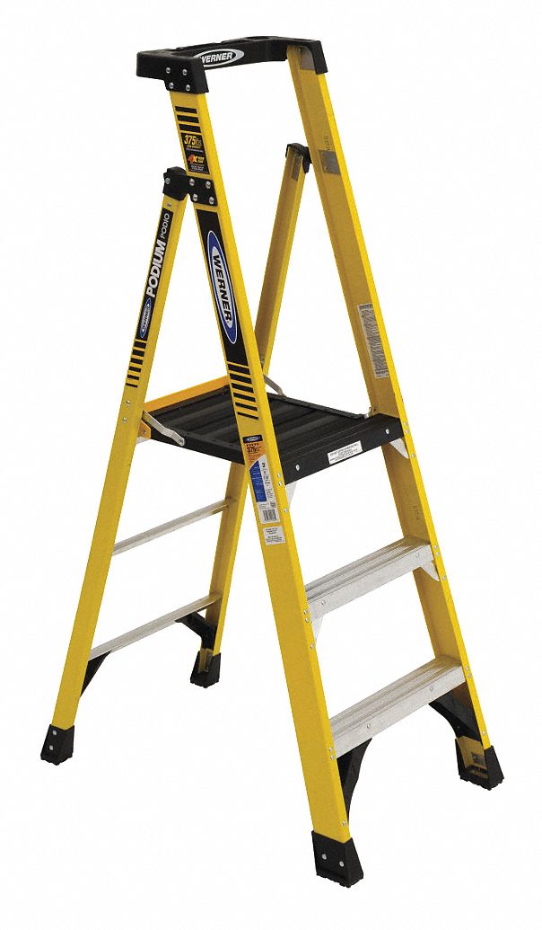 Podium Stepladder 3 ft Fiberglass 375 lb