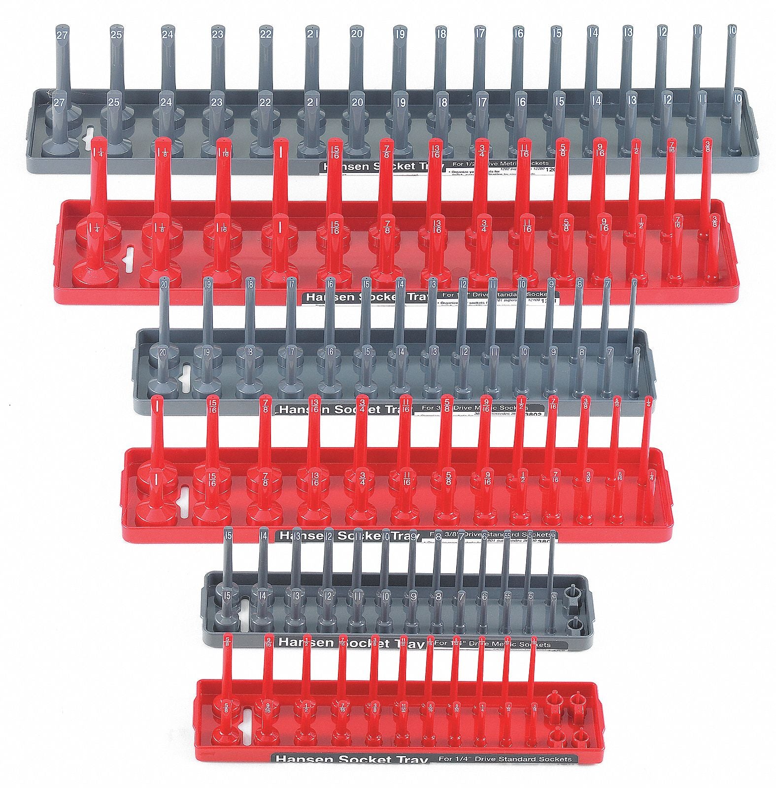 SocketTray Gray Red Plastic 201/2in 6PK