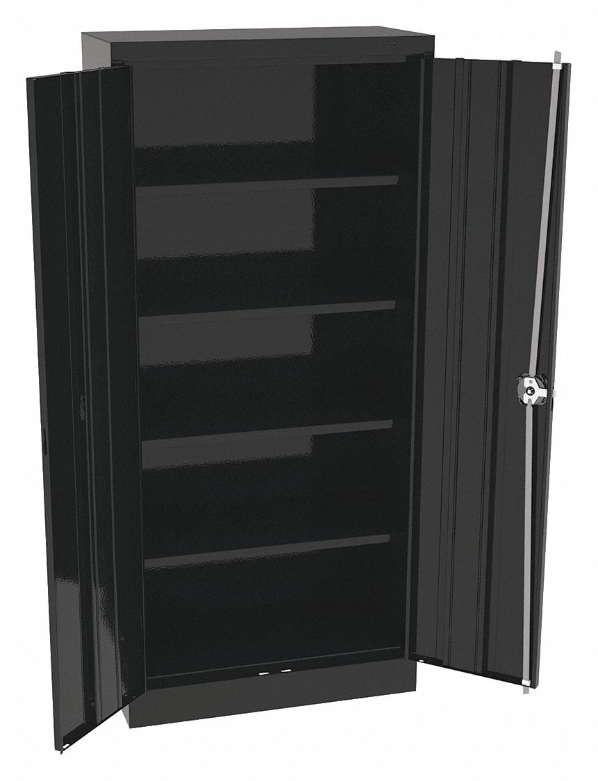 K3834 Storage Cabinet 66 x30 x15 Black 4Shlv