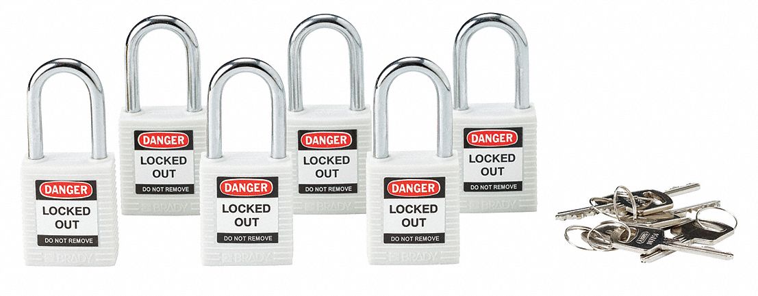 D1951 Lockout Padlock KD White 1-3/4 H PK6