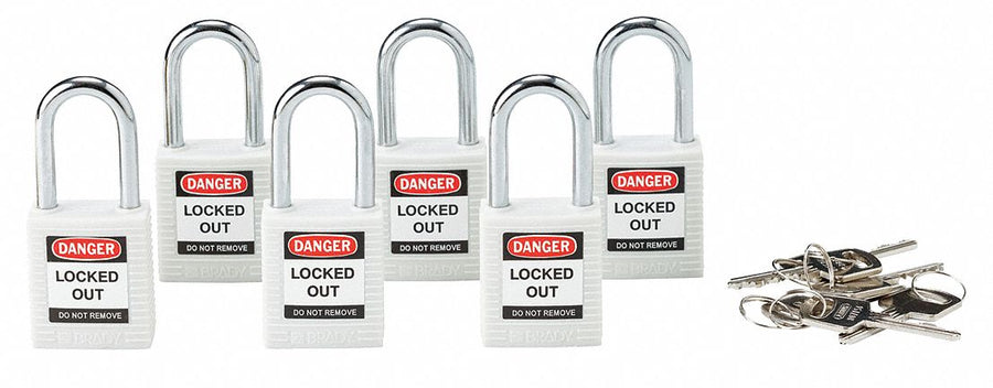 H1699 Lockout Padlock KA White 1-3/4 H PK6