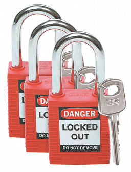 H1698 Lockout Padlock KA Red 1-3/4 H PK3