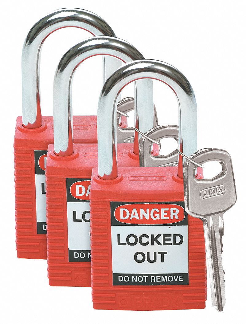 H1698 Lockout Padlock KA Red 1-3/4 H PK3