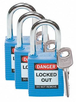 H1698 Lockout Padlock KA Blue 1-3/4 H PK3