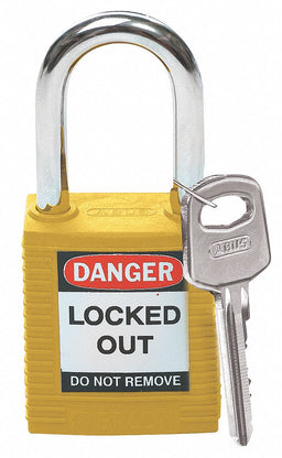 H1698 Lockout Padlock KA Yellow 1-3/4 H PK3
