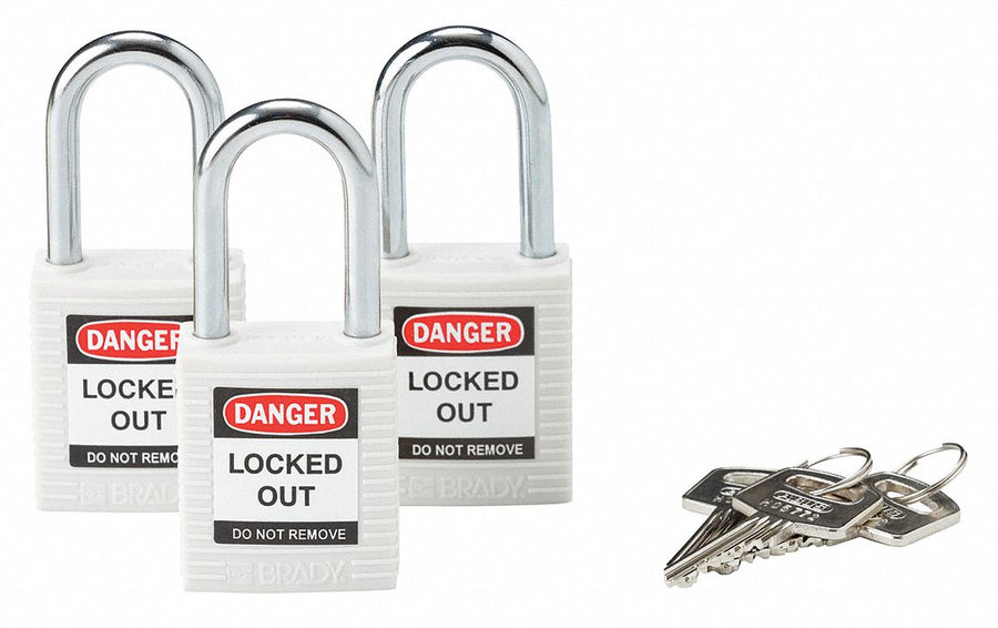 H1698 Lockout Padlock KA White 1-3/4 H PK3