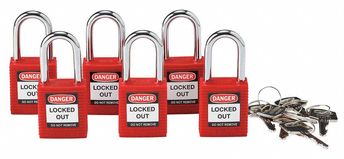 H1699 Lockout Padlock KA Red 1-3/4 H PK6