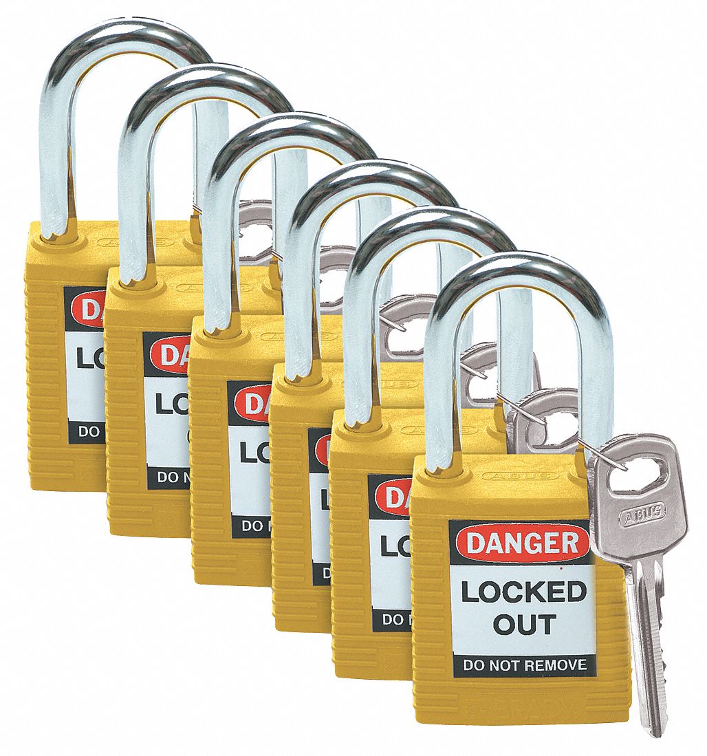H1699 Lockout Padlock KA Yellow 1-3/4 H PK6