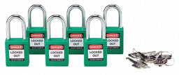 H1699 Lockout Padlock KA Green 1-3/4 H PK6