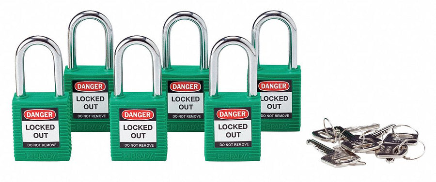H1699 Lockout Padlock KA Green 1-3/4 H PK6