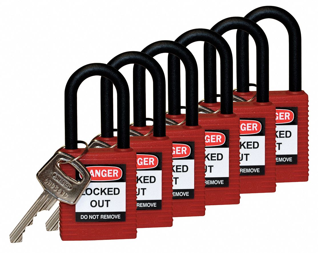 H1705 Lockout Padlock KD Red 1-3/4 H PK6