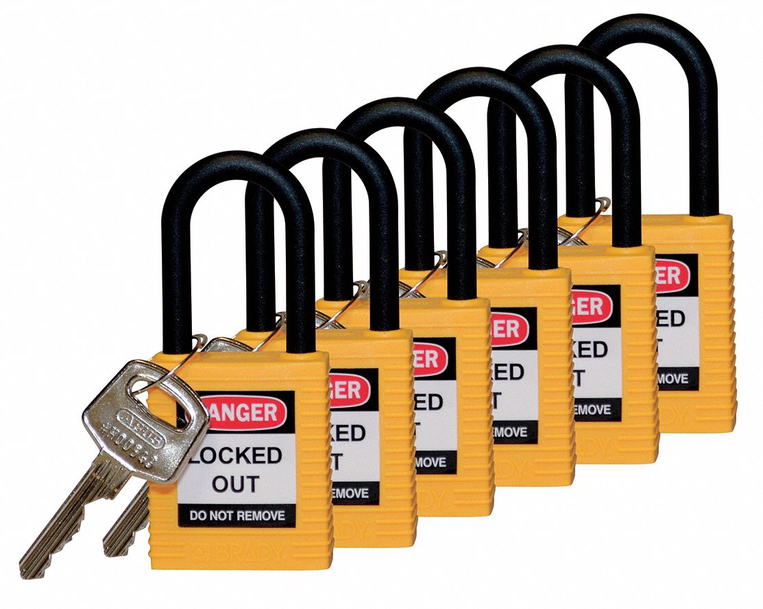 H1705 Lockout Padlock KD Yellow 1-3/4 H PK6