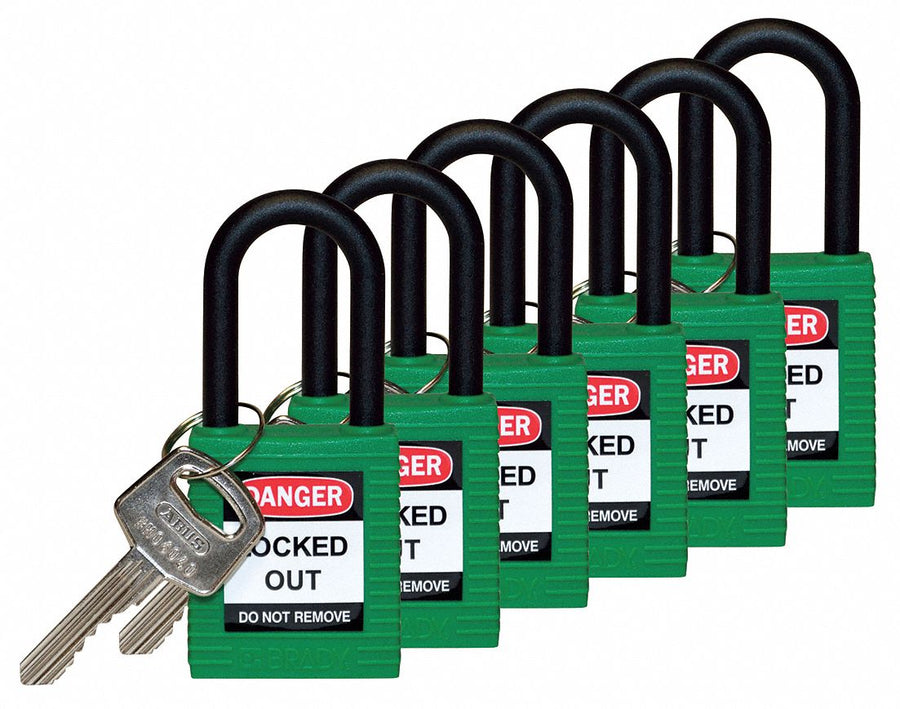 H1705 Lockout Padlock KD Green 1-3/4 H PK6