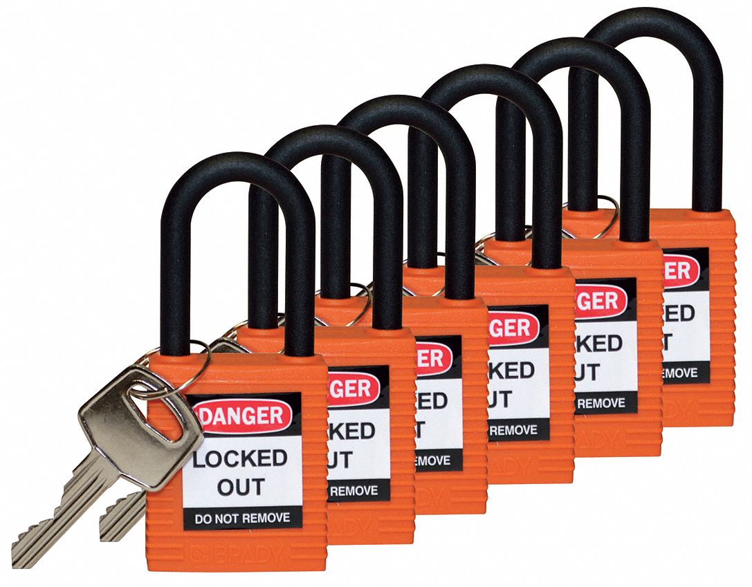 H1705 Lockout Padlock KD Orange 1-3/4 H PK6